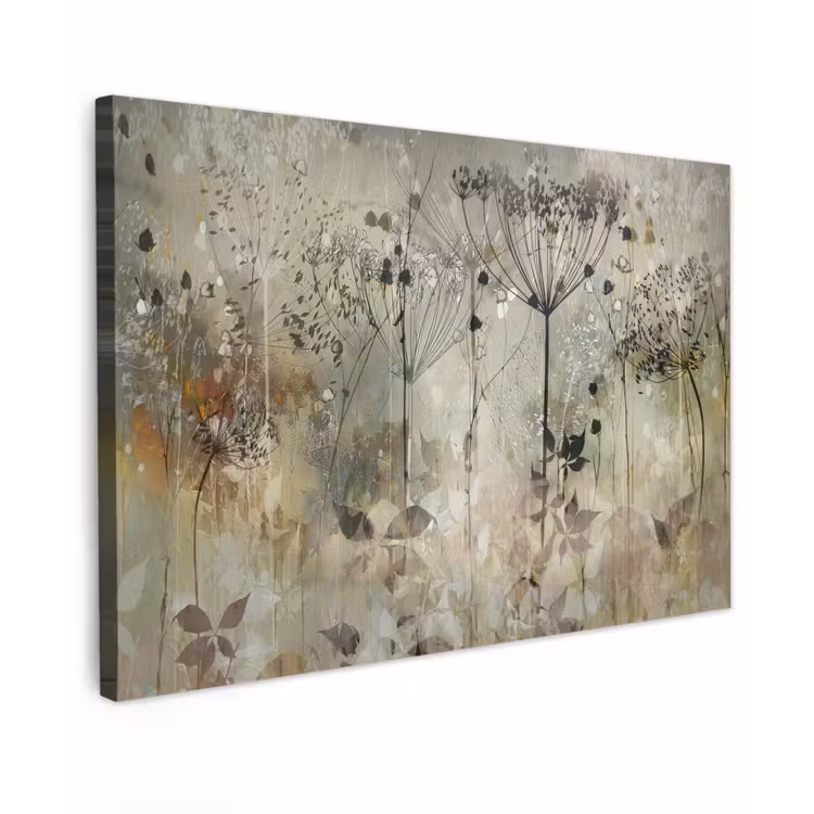 Canvas schilderij - Bloemen - Grijs - Natuur - Kunst — 1