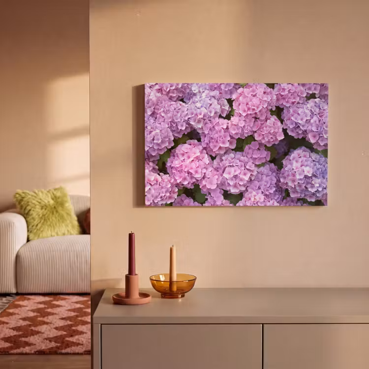 Canvas schilderij - Bloemen - Hortensia - Struik - Roze - Bloemblaadjes — 2