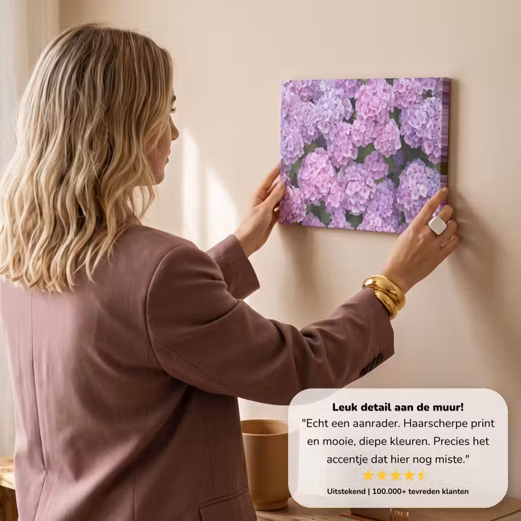Canvas schilderij - Bloemen - Hortensia - Struik - Roze - Bloemblaadjes — 3