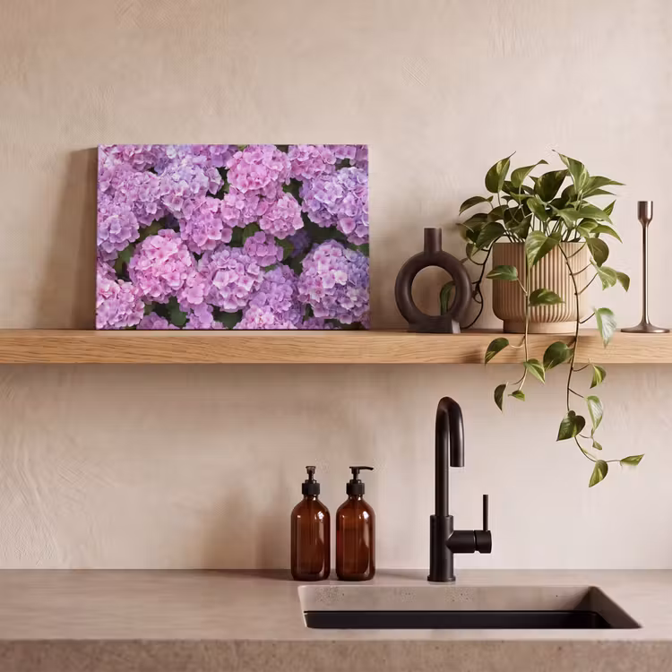 Canvas schilderij - Bloemen - Hortensia - Struik - Roze - Bloemblaadjes — 4