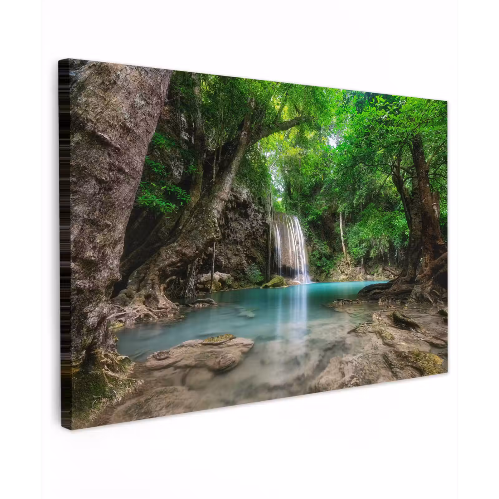Canvas schilderij - Jungle - Waterval - Planten - Water - Natuur — 1
