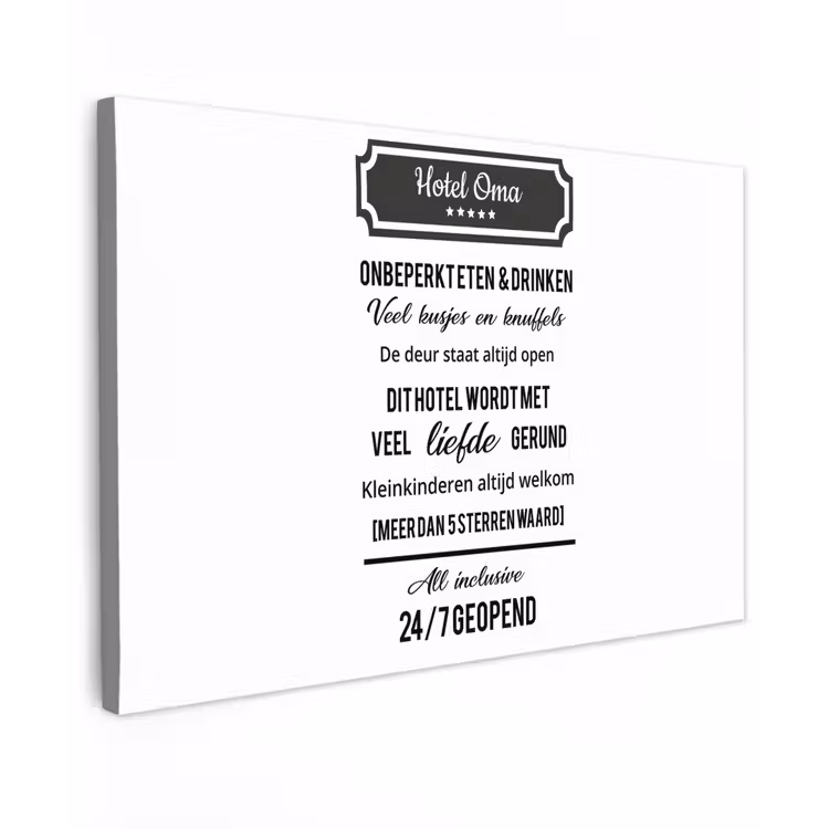 Canvas schilderij - Hotel oma - Spreuken - Oma - Quotes — 1
