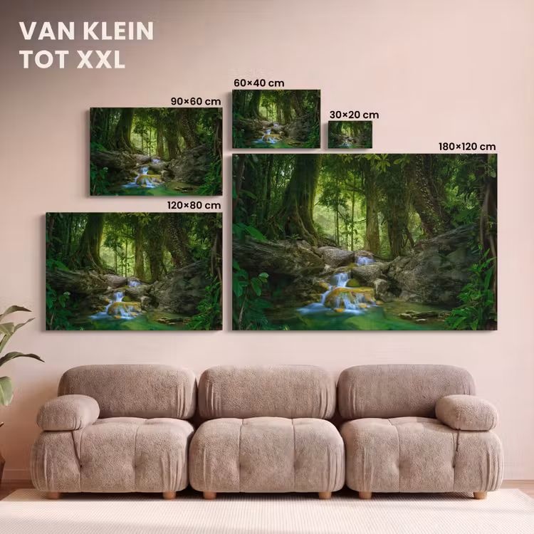 Canvas schilderij - Jungle - Stenen - Water - Natuur - Planten — 8
