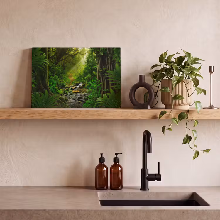 Canvas schilderij - Jungle - Water - Bladeren - Zon - Natuur — 4