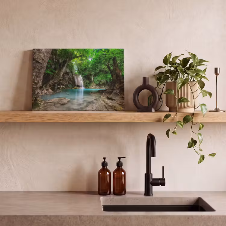 Canvas schilderij - Jungle - Waterval - Planten - Water - Natuur — 4