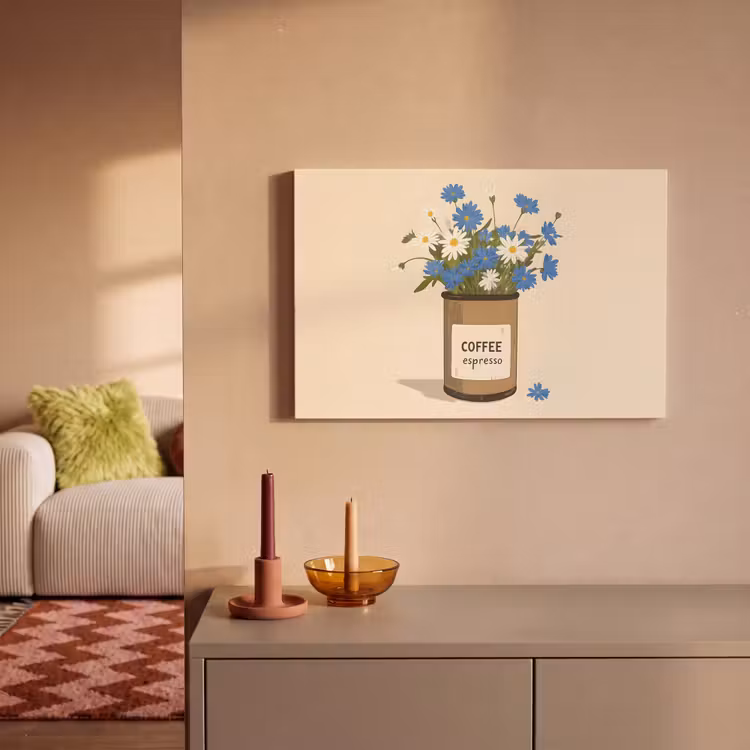 Canvas schilderij - Coffee - Blik - Minimalistisch - Bloemen — 2