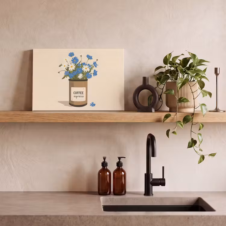 Canvas schilderij - Coffee - Blik - Minimalistisch - Bloemen — 4