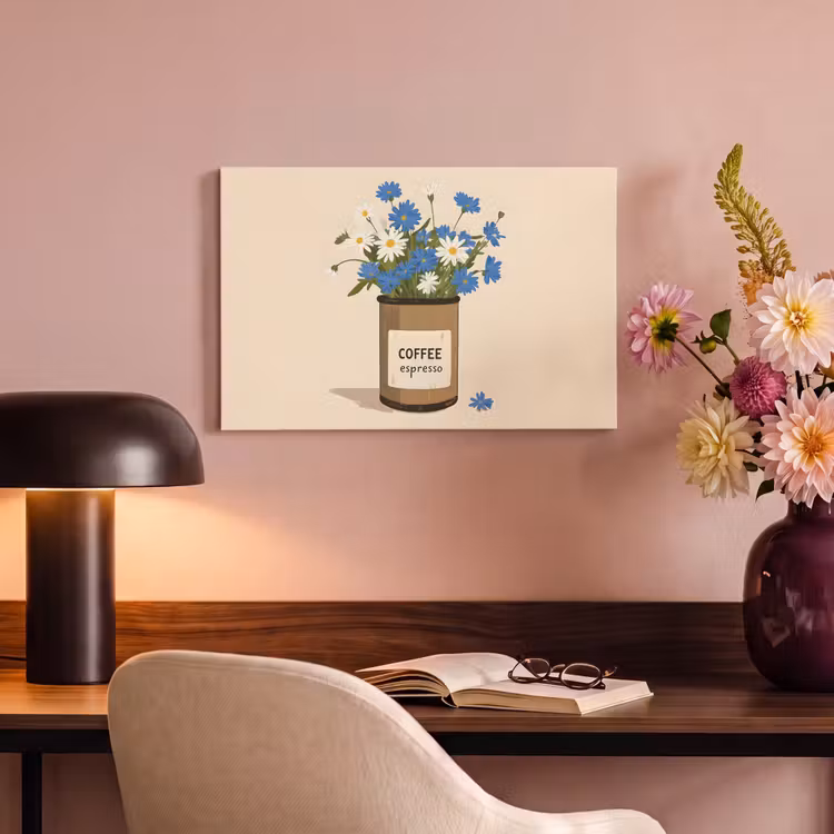 Canvas schilderij - Coffee - Blik - Minimalistisch - Bloemen — 6