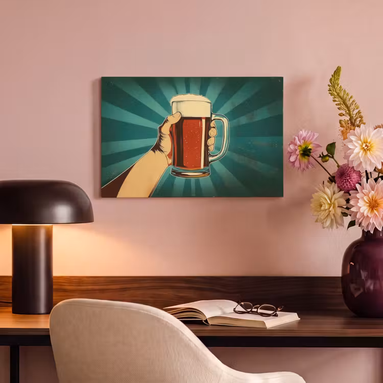 Canvas schilderij - Bierglas - Schuim - Retro - Groen — 6