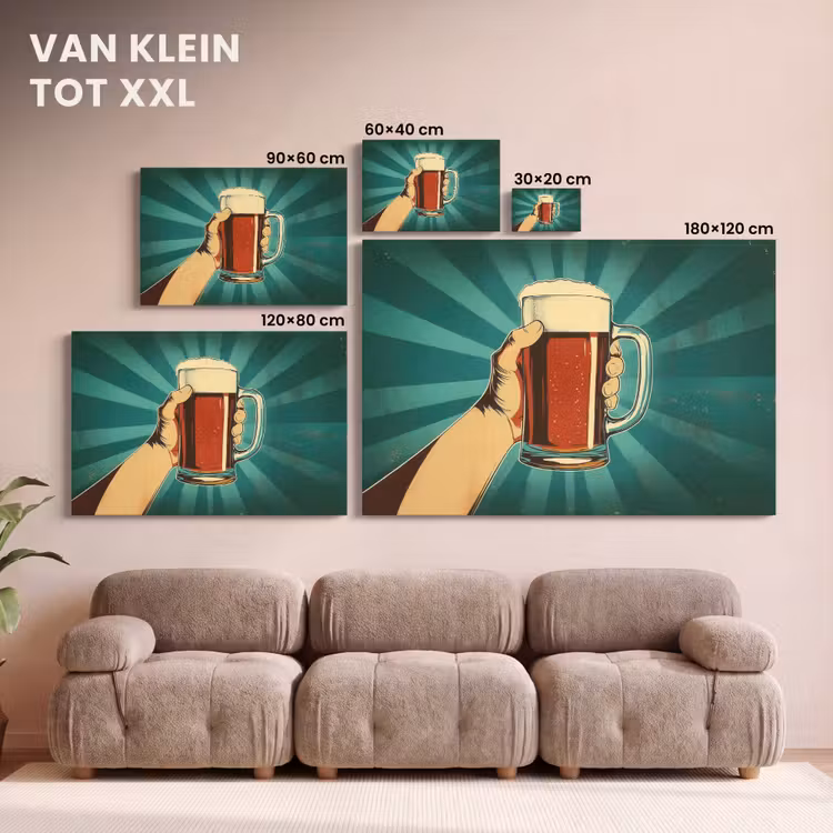 Canvas schilderij - Bierglas - Schuim - Retro - Groen — 8