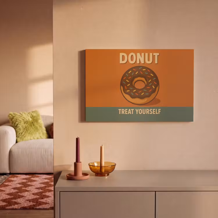 Canvas schilderij - Donut - Spikkels - Kleurrijk - Quote — 2