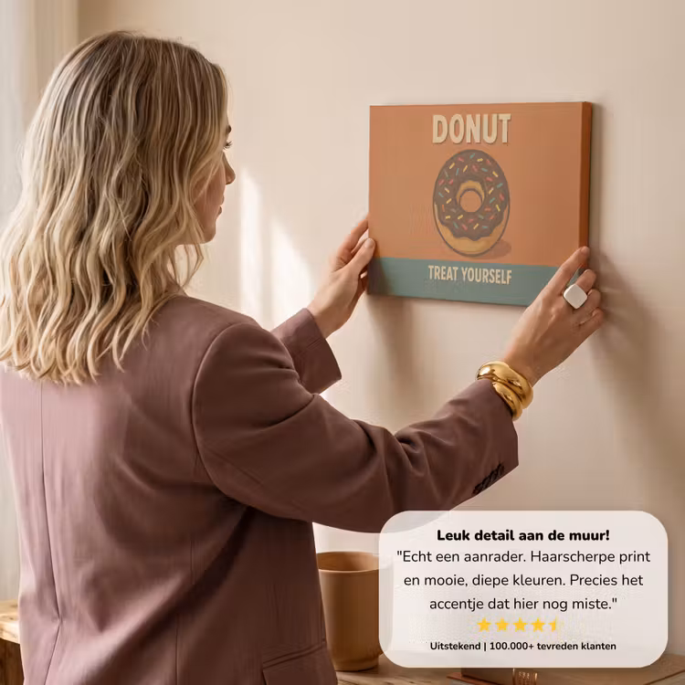 Canvas schilderij - Donut - Spikkels - Kleurrijk - Quote — 3