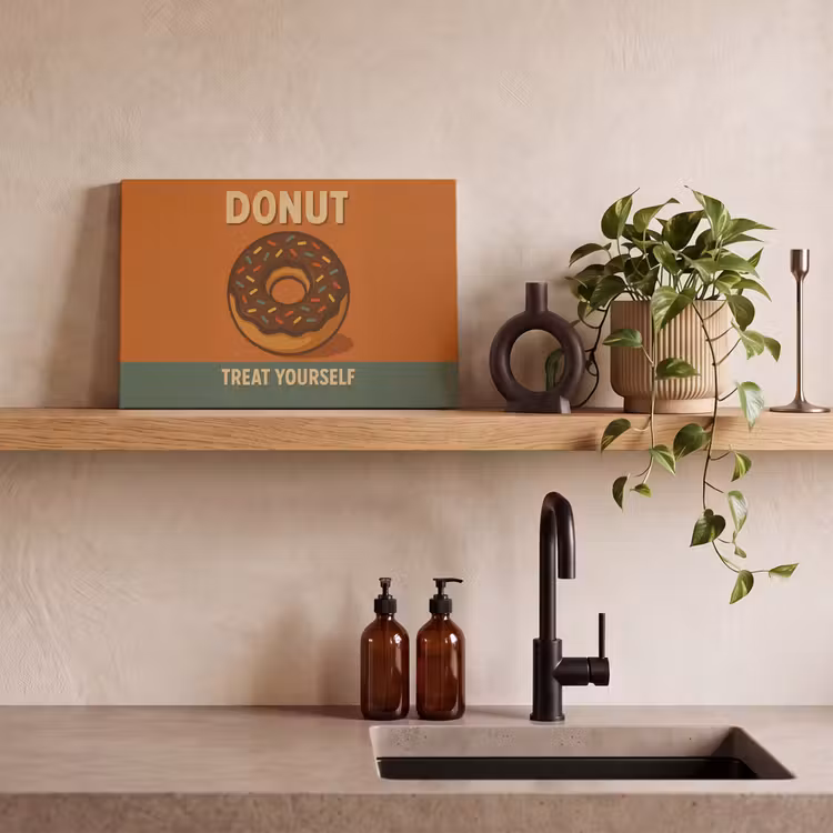 Canvas schilderij - Donut - Spikkels - Kleurrijk - Quote — 4