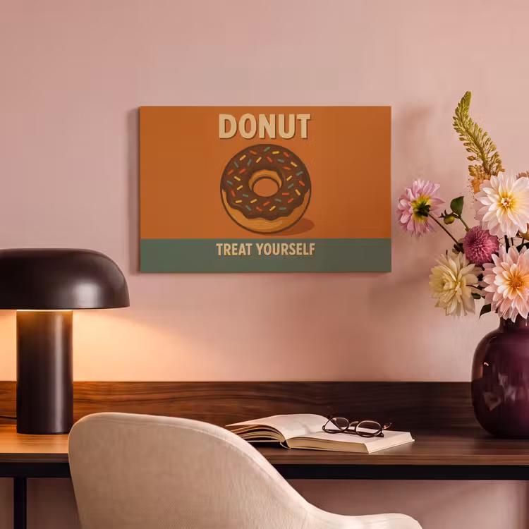 Canvas schilderij - Donut - Spikkels - Kleurrijk - Quote — 6