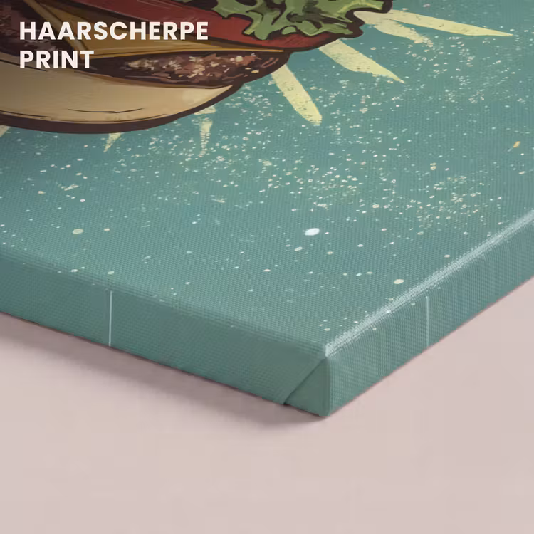 Canvas schilderij - Hamburger - Illustratie - Sla - Kaas — 5