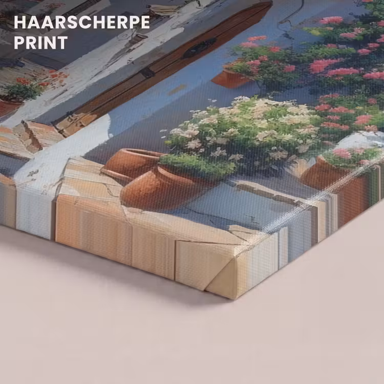 Canvas schilderij - Huizen - Zee - Bomen - Bloemen — 5