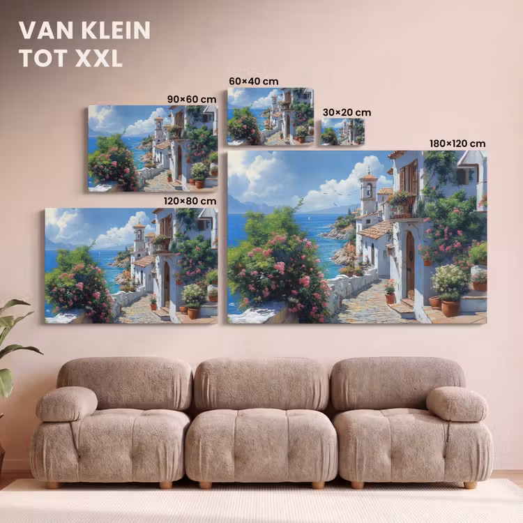 Canvas schilderij - Huizen - Zee - Bomen - Bloemen — 8