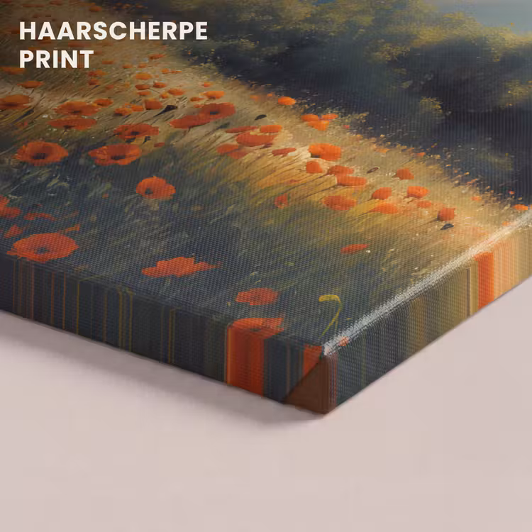Canvas schilderij - Bankje - Boom - Klaprozen - Heuvels — 5
