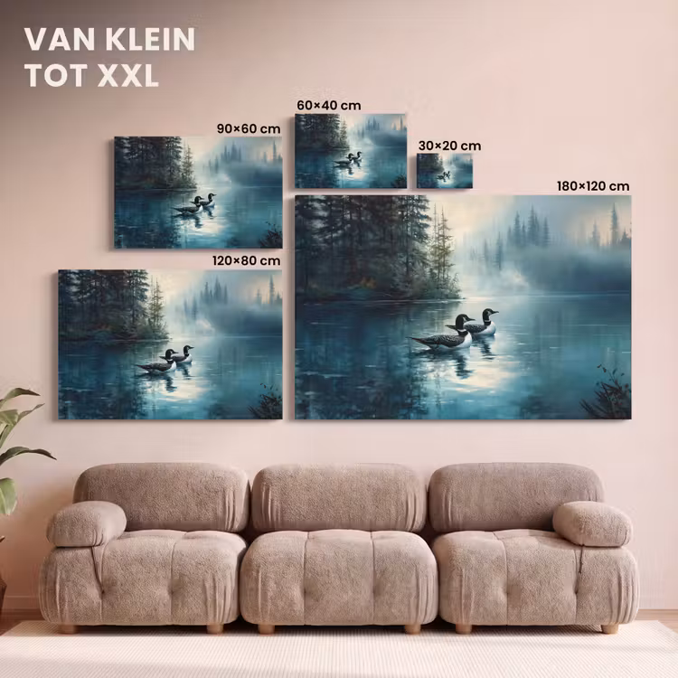 Canvas schilderij - Bos - Water - Eenden - Mistig — 8