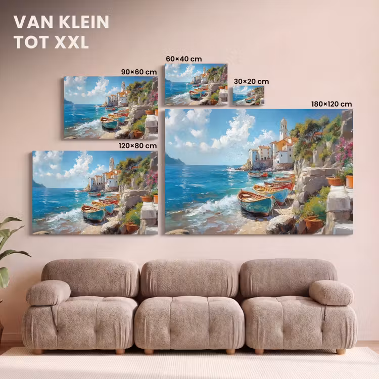 Canvas schilderij - Boten - Rotsen - Zee - Zon — 8