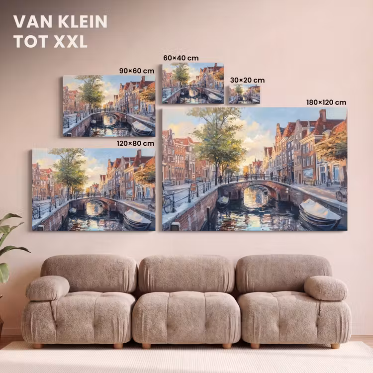 Canvas schilderij - Brug - Stad - Huizen - Boot — 8