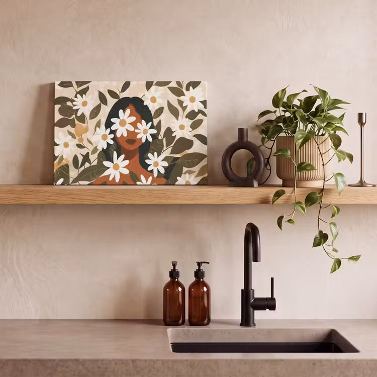 Canvas schilderij - Illustratie - Vrouw - Madeliefjes - Wit — 4