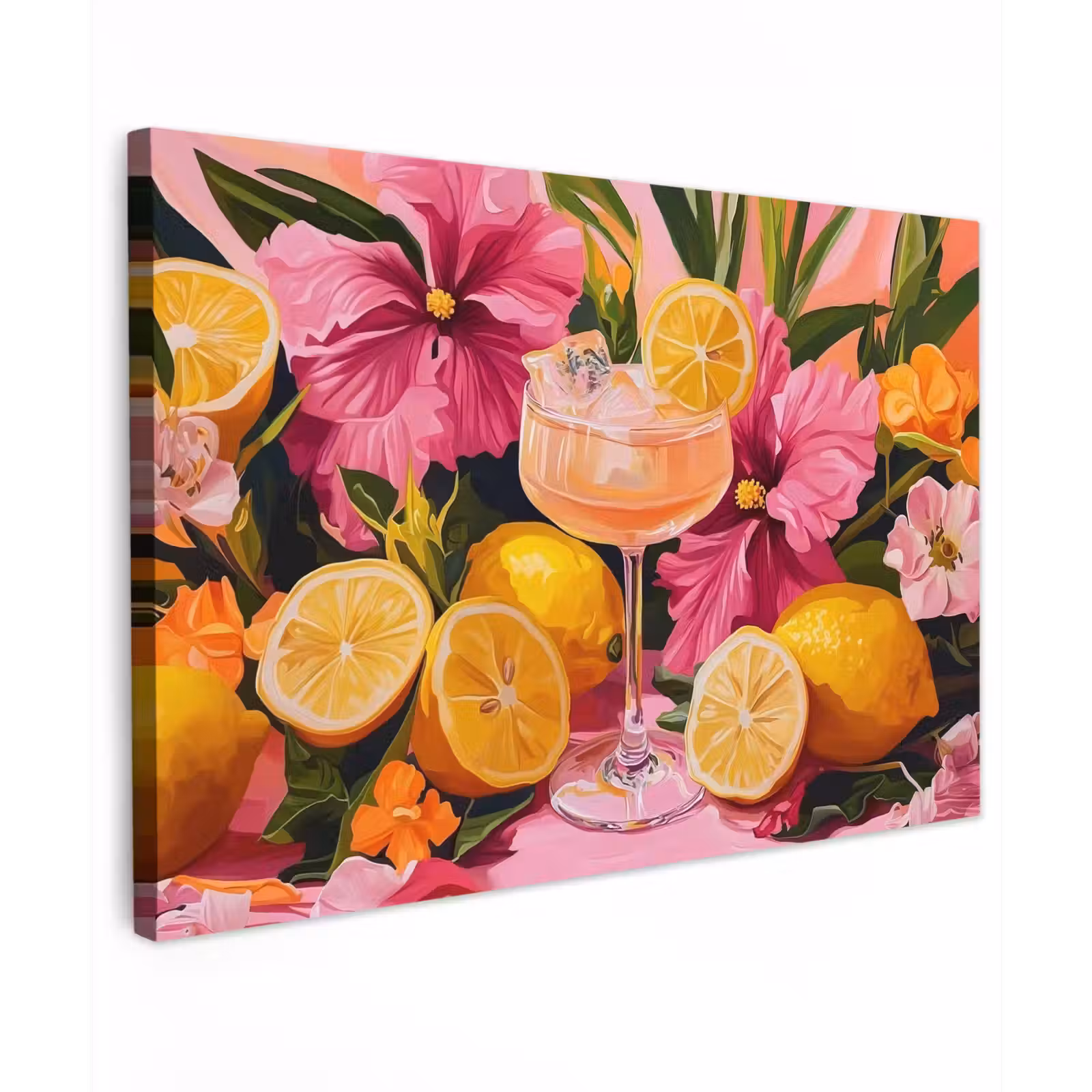 Canvas schilderij - Drink - Bloemen - Yellow — 1