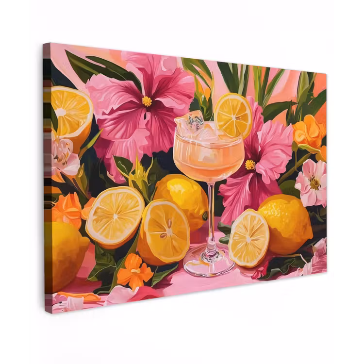Canvas schilderij - Drink - Bloemen - Yellow — 1