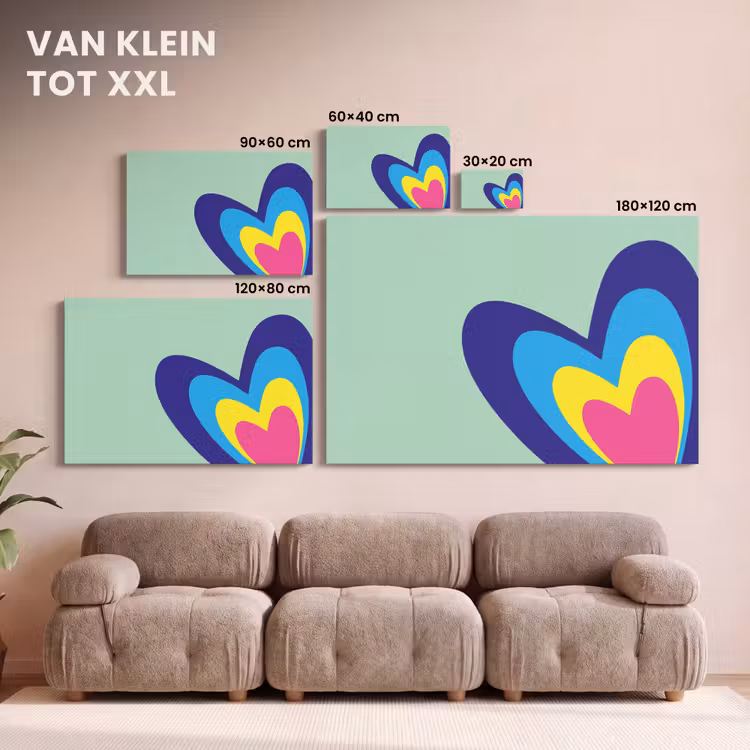 Canvas schilderij - Hartjes - Kleurrijk - Valentijn — 8