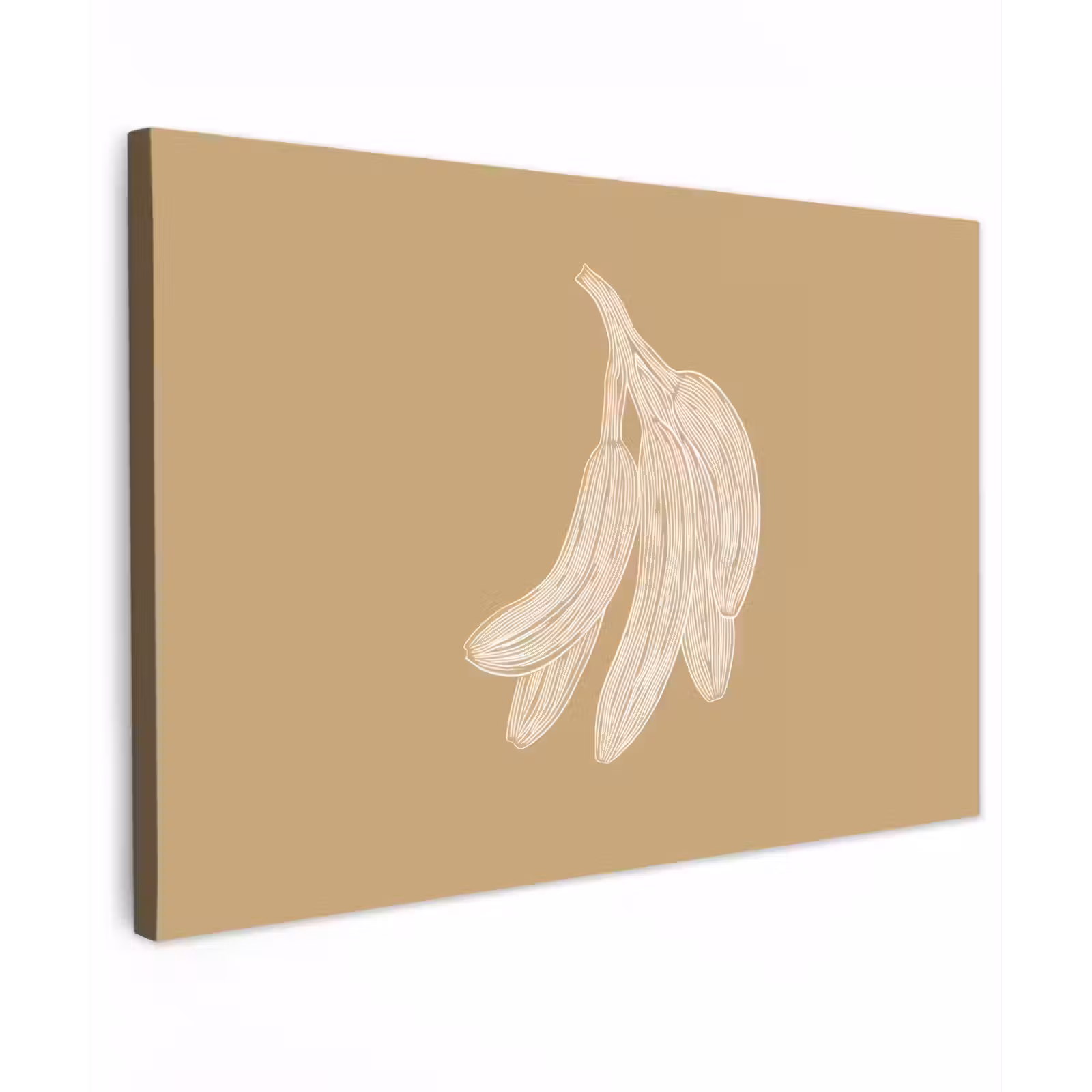 Canvas schilderij - Bananen - Beige - Lijntekening - Minimalistisch — 1