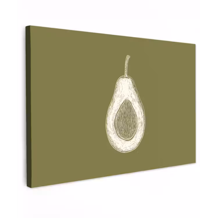 Canvas schilderij - Avocado - Minimalistisch - Illustratie - Groen — 1