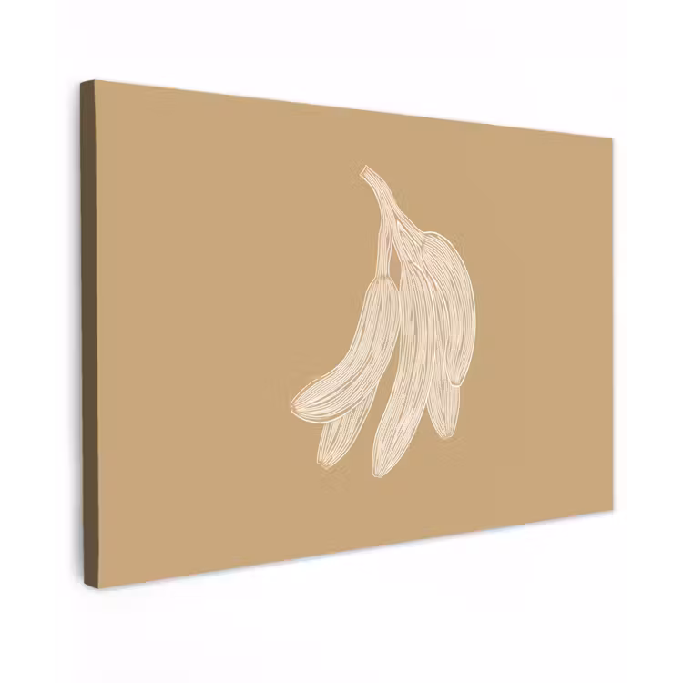 Canvas schilderij - Bananen - Beige - Lijntekening - Minimalistisch — 1