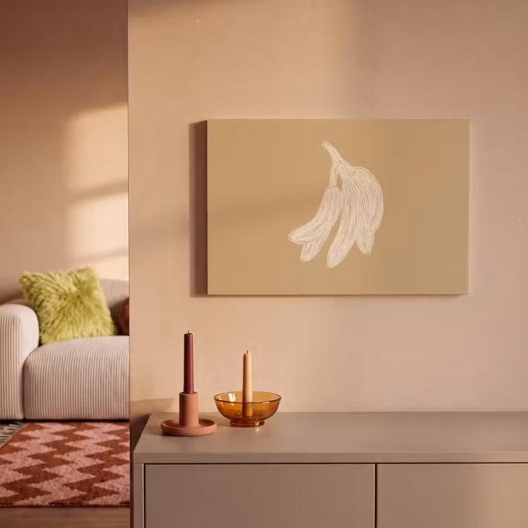 Canvas schilderij - Bananen - Beige - Lijntekening - Minimalistisch — 2