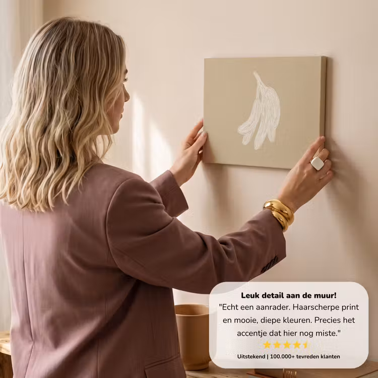 Canvas schilderij - Bananen - Beige - Lijntekening - Minimalistisch — 3