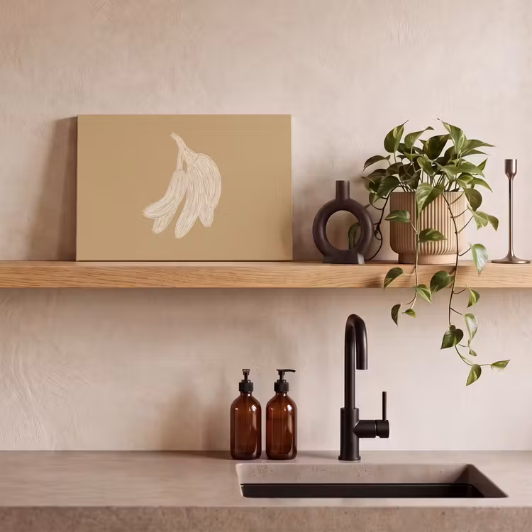 Canvas schilderij - Bananen - Beige - Lijntekening - Minimalistisch — 4