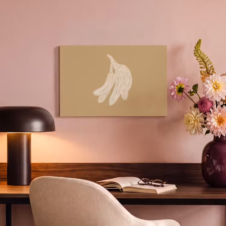 Canvas schilderij - Bananen - Beige - Lijntekening - Minimalistisch — 6