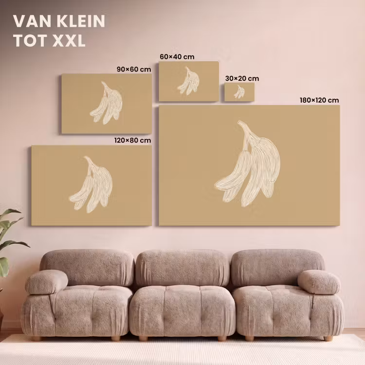 Canvas schilderij - Bananen - Beige - Lijntekening - Minimalistisch — 7