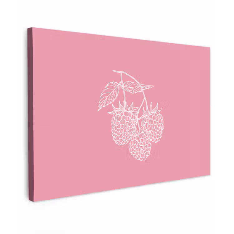 Canvas schilderij - Frambozen - Steel - Getekend - Roze — 1