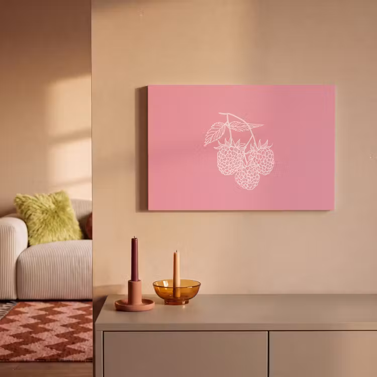 Canvas schilderij - Frambozen - Steel - Getekend - Roze — 2