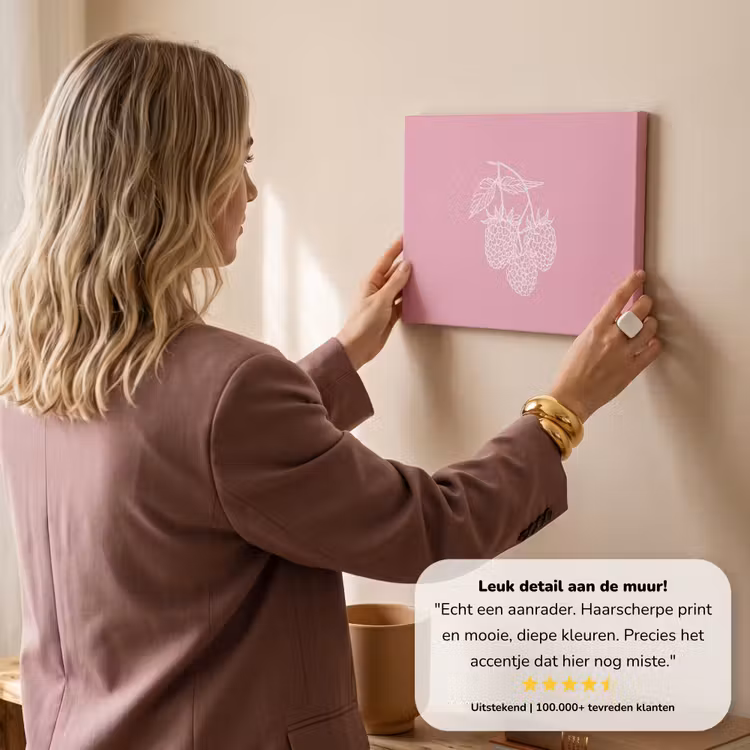 Canvas schilderij - Frambozen - Steel - Getekend - Roze — 3
