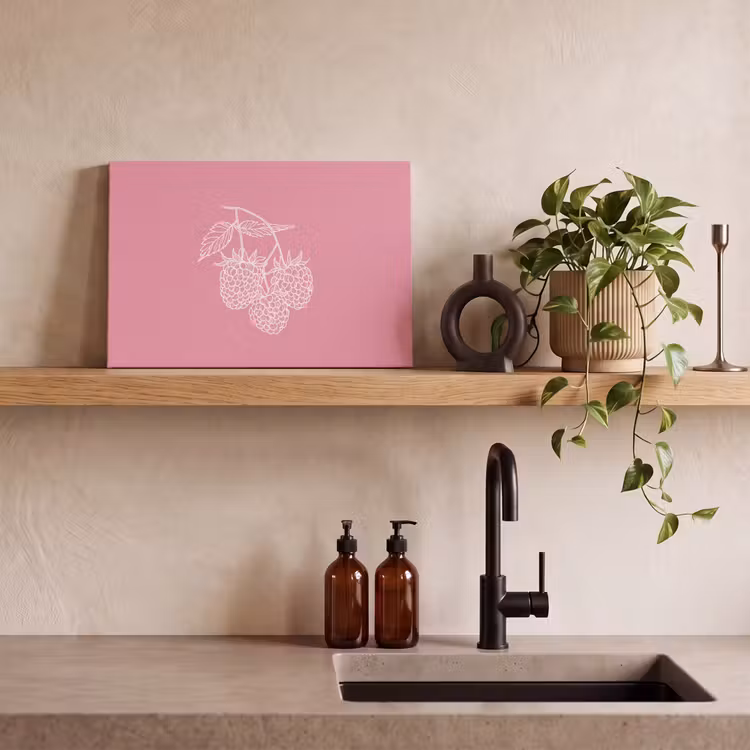 Canvas schilderij - Frambozen - Steel - Getekend - Roze — 4