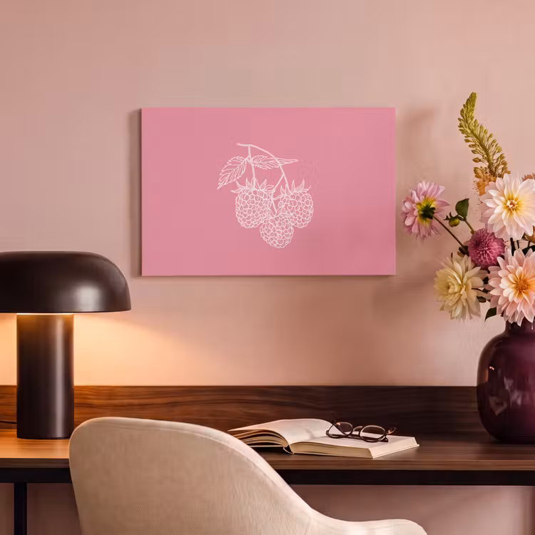 Canvas schilderij - Frambozen - Steel - Getekend - Roze — 6