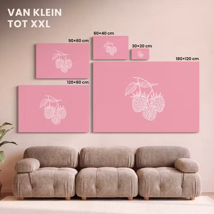 Canvas schilderij - Frambozen - Steel - Getekend - Roze — 7