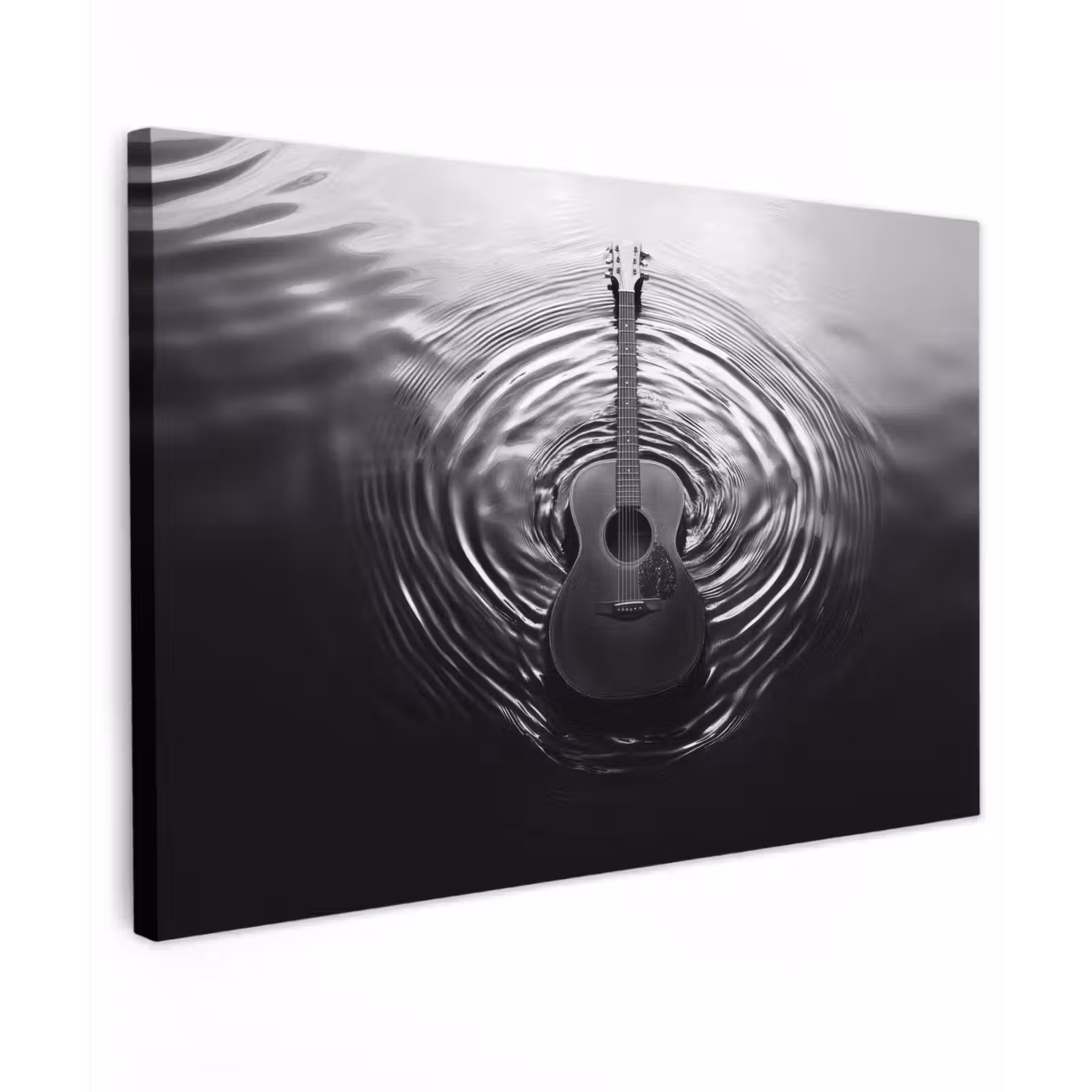 Canvas schilderij - Gitaar - Hout - Water — 1
