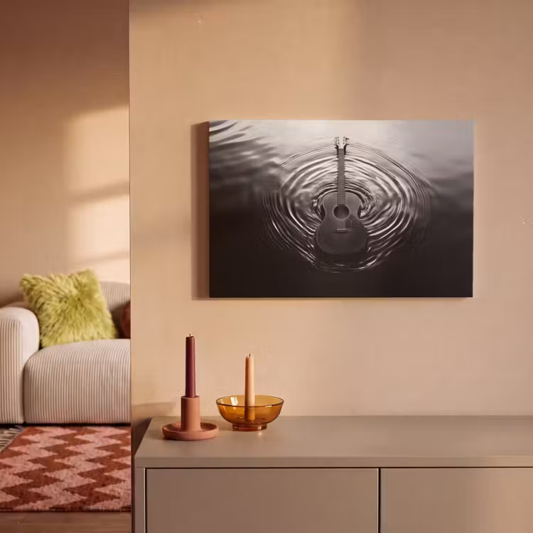 Canvas schilderij - Gitaar - Hout - Water — 2