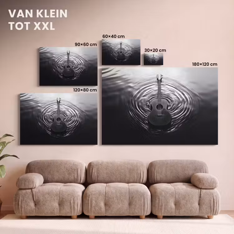 Canvas schilderij - Gitaar - Hout - Water — 8