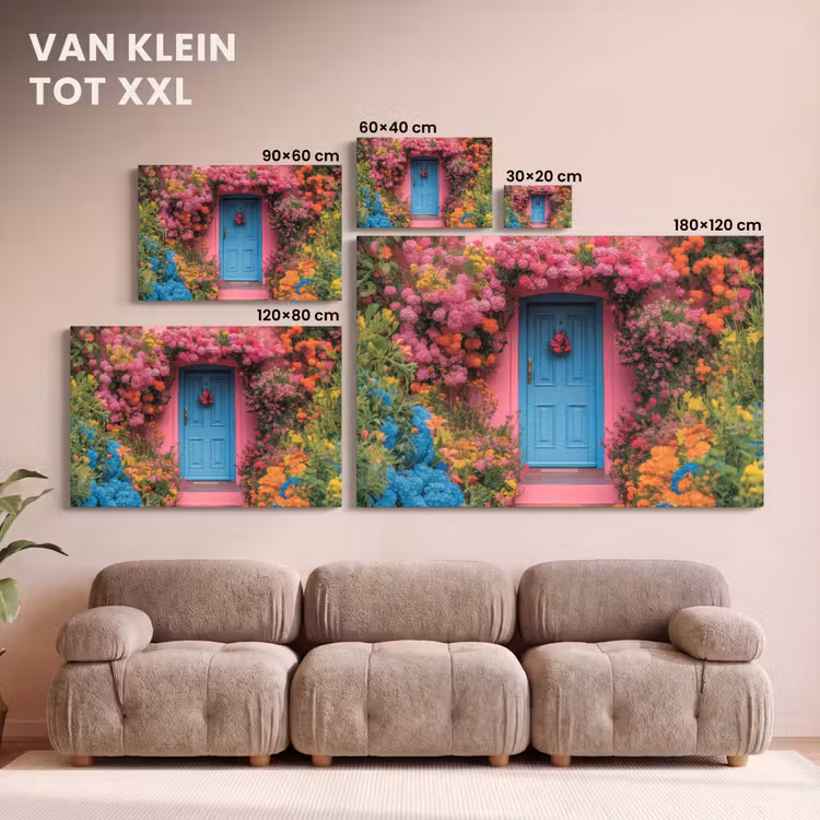 Canvas schilderij - Bloemen - Deur - Roze — 7