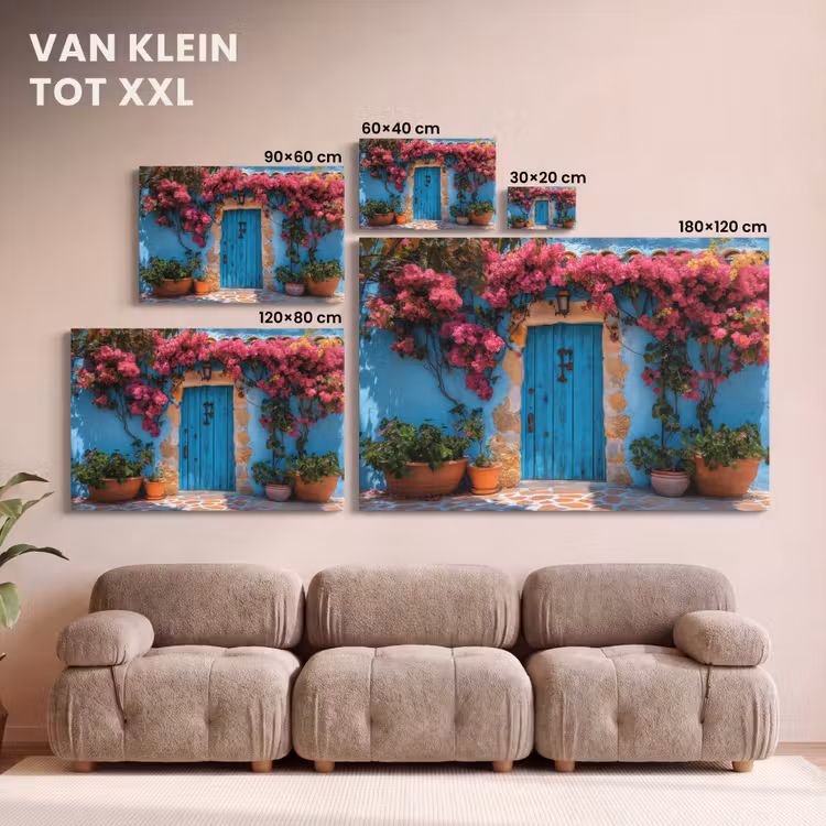 Canvas schilderij - Deur - Hout - Bloemen - Blauw — 7