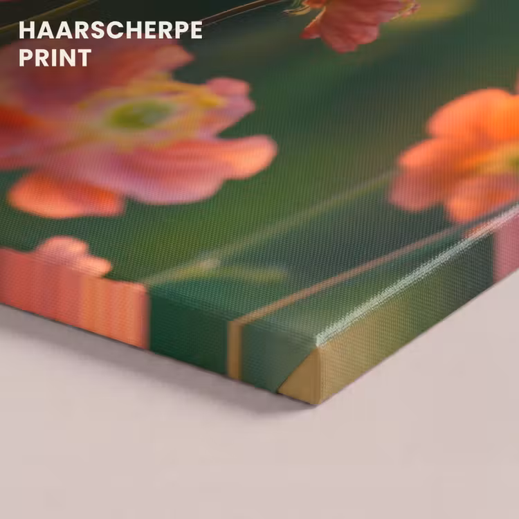 Canvas schilderij - Bloemenveld - Zonnestralen - Oranje — 5