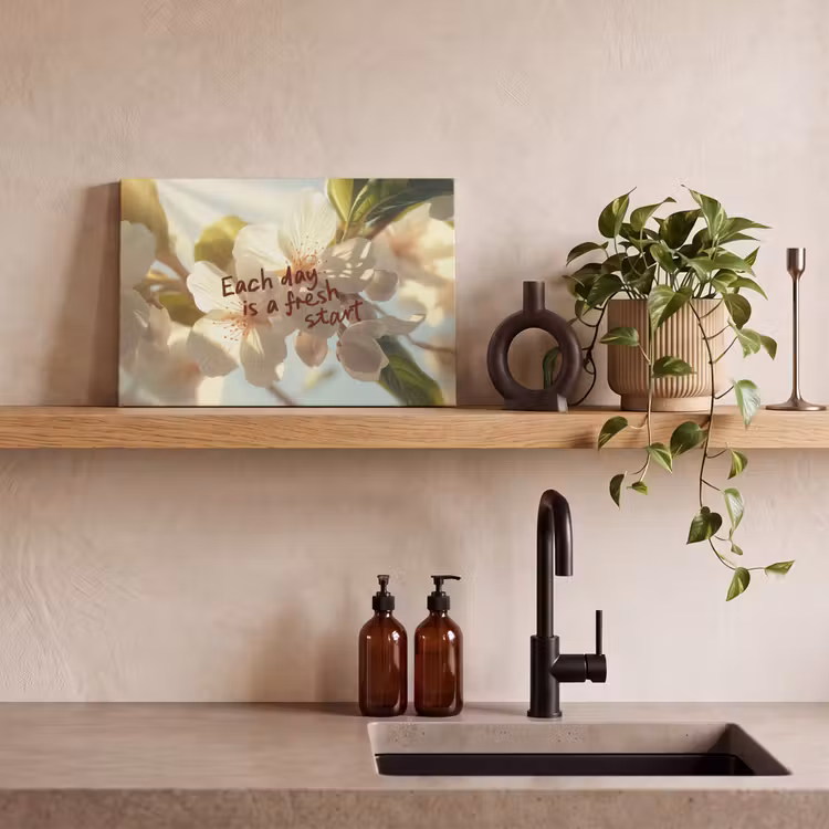 Canvas schilderij - Bloesems - Zonlicht - Quote - Wit — 4